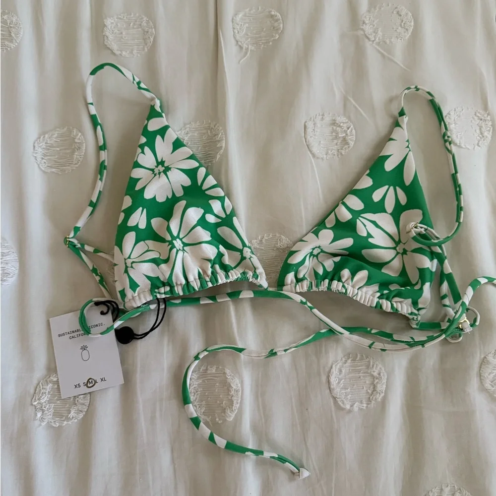 Skatie Green and White Floral String Bikini - Picture 6 of 11